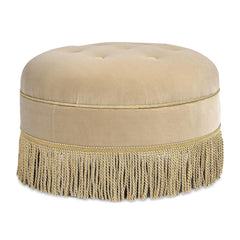 Planet 24" Round Upholstered Accent Ottoman, Fawn Brown Performance Velvet