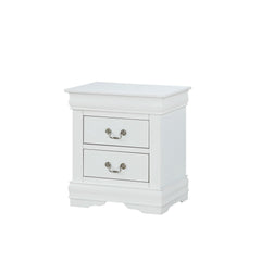 1pc White Finish Two Drawers Louis Philip Nightstand Solid Wood Contemporary & Simple Style