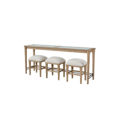 Pinnacle Glass Console Table With 3 Stools