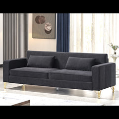 Hades 85.8" Velvet Sofas for Living Room, 3 Seater Couch with Classic Modern Appeal and Luxurious Soft Comfort, Easy to Maintain, Black