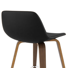 Aura 28 inch Seat Height Bentwood Counter/Bar Height Stool in Black Vegan Leather (Set of 2)