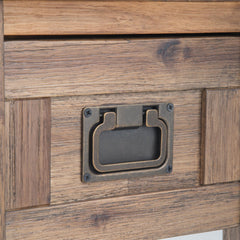 Hector - Narrow Side Table - Rustic Natural Aged Brown