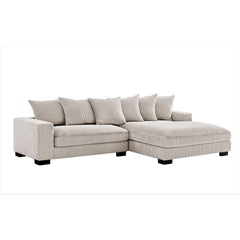 Odysseus Oversized Two-Piece Right Facing Sectional Couches for Living Room, 102.4-Inch L Shaped Sofa with Chaise, Upholstered with Corduroy Fabric, Ivory