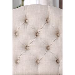 Rustic Style 2pc Side Chair Button Tufted Nailhead Trim Wingback Antique Black And Beige Finish Dining Room