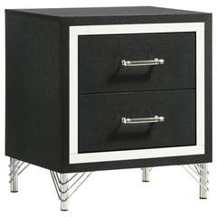 Vault Black 2-drawer Nightstand Bedside Table