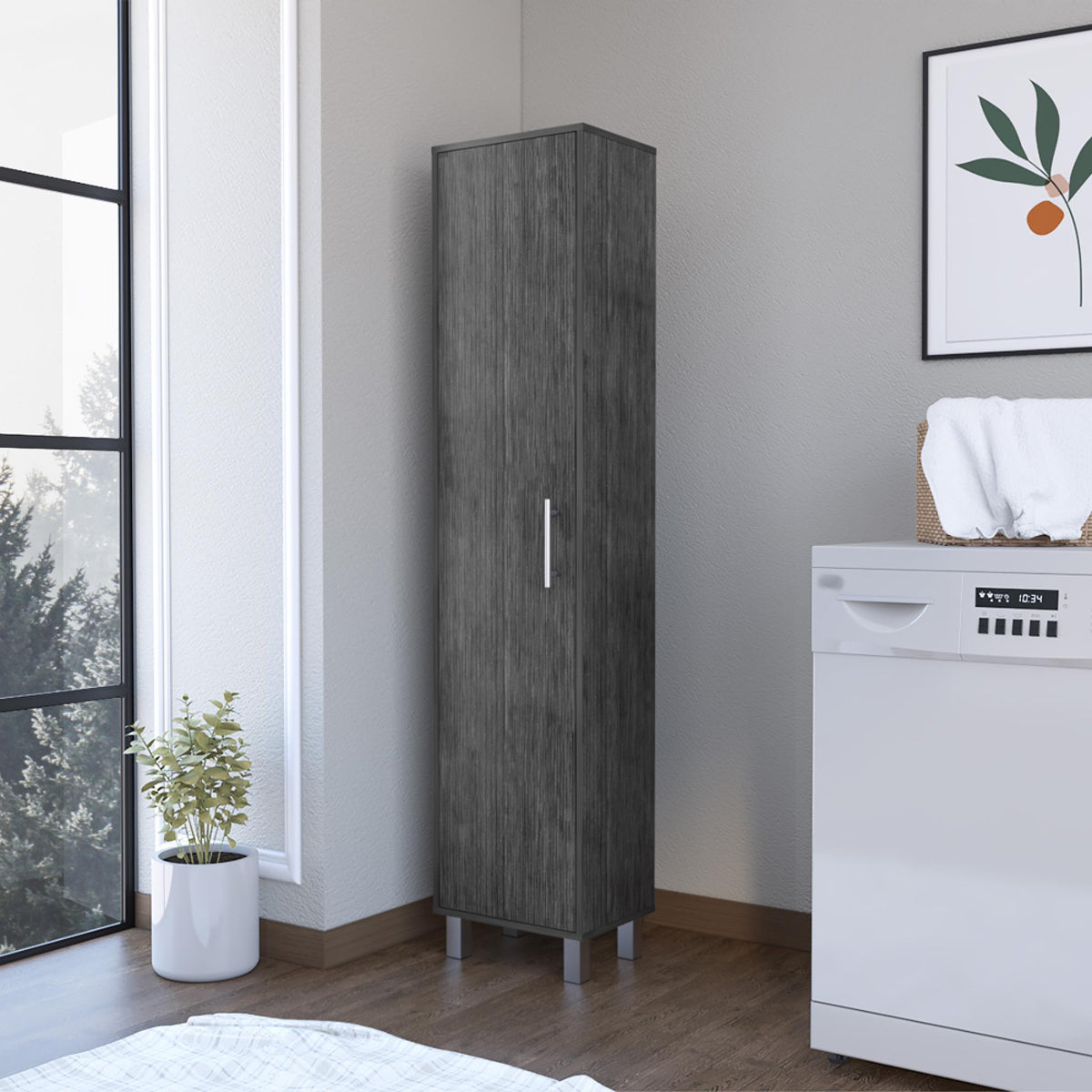 Storage Cabinet Buccan, Laundry, Smokey Oak
