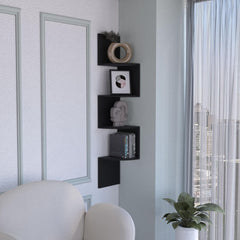 Theseus Corner Shelf, Modern Full-Wall Design with Multiple Shelving