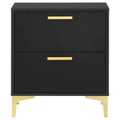 Black and Gold 2-Drawer Rectangular Nightstand