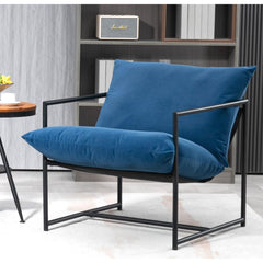 Quasar Modern Velvet Accent Chair, Metal Frame Contemporary Recliner with Deep Seating Cushion for Home Office