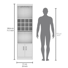Infinity 71-Inch Tall Bar Cabinet 5-Tier Modern Bar Cabinet with Glass Holder Stemware Rack, Wine Cabinet, Liquor Cabinet, 12 Bottle Cubbies, 5 Shelves, and Pull Out Tray
