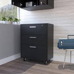 Storage Cabinet - Superior Top, Drawer Base Cabinet, Three Drawers, Four Casters -Black