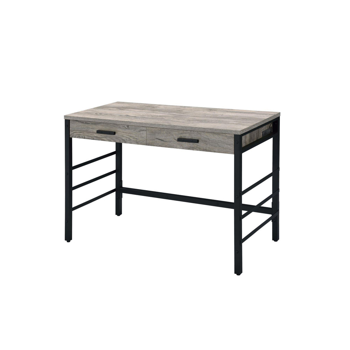 Vault Light Weathered Oak & Black Finish Writing Desk W/USB