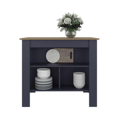 Astyanax Kitchen Island, Three Open Shelves, One Top Shelf, Four Legs, Modern Kitchen Decor And Organizer