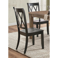 Eternity Black Finish Side Chairs Set of 2 Pine Veneer Transitional Double-X Back Design Dining Room Furniture