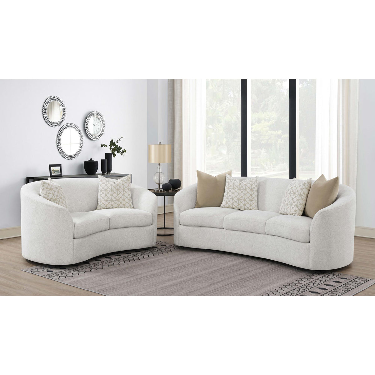 Avalon Latte 2-piece Sloped Arms Living Room Set