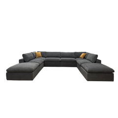 Coffee Bean Like Upholstery Full Compressed Modular Sectional with Toss Pillows