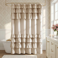 1- Piece 72x72" Ruffled Shower Curtain
