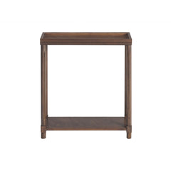 Narrow Side End Tables with Shelf, Set of 2, Antique Chestnut