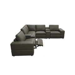Premium Leather Match Upholstered Large Arms Sectional with Two Recliner Seats