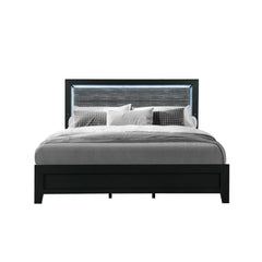 AURA BLACK QUEEN BED WITH LED