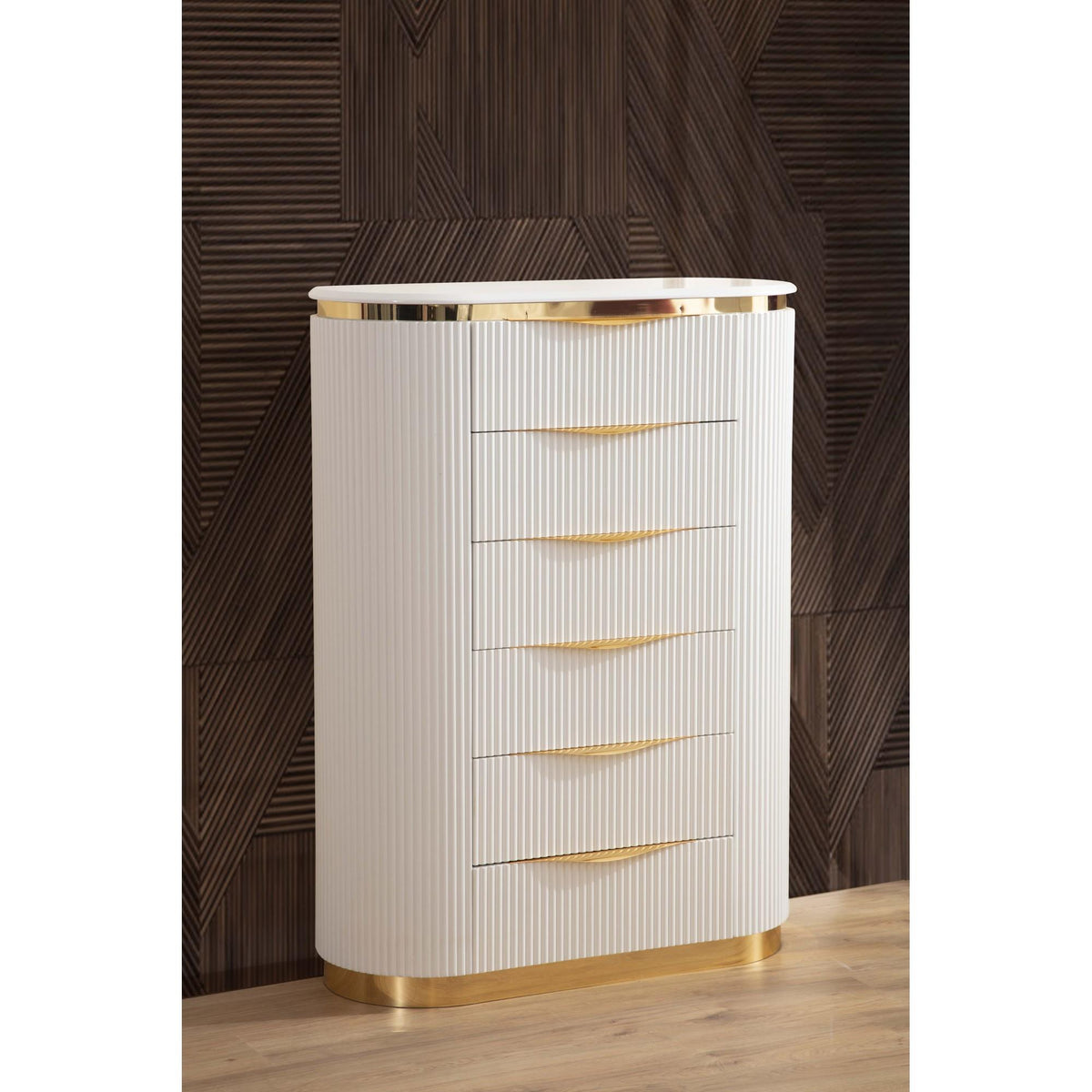 Pluto Gold Detailed Chest made with Wood in White