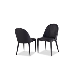 Contemporary Style 2pc Side Chair Leatherette Upholstered Top stitched Arch Design Black Finish Dining Room