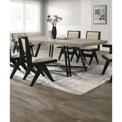 Contemporary 7pc Black Dining Set Rubber wood Dining Table w 2x Arm Chairs And 4x Side Chairs