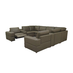 Premium Leather Match Upholstered Large Arms Sectional with Two Recliner Seats