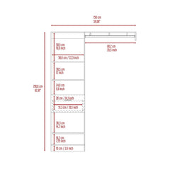 Oasis 150 Closet System, Metal Rod, Five Open Shelves, One Drawer -White