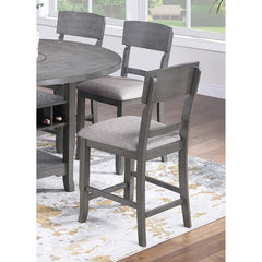 Gray Color High Chairs Modern Ladder Back design Set of 2pc Counter HT. Dining Chairs Fabric Cushion Seat Wooden Dining Room