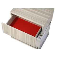 Earth Modern Style 2 Drawer Nightstand made with wood and LED in Gray with clean linear detailing