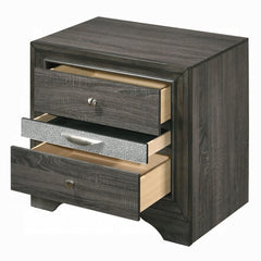 Contemporary Gray Finish Storage Drawers Nightstand Wooden Bedroom Furniture 1pc