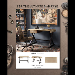 Asteroid Gold Aluminum Rectangular Writing Desk
