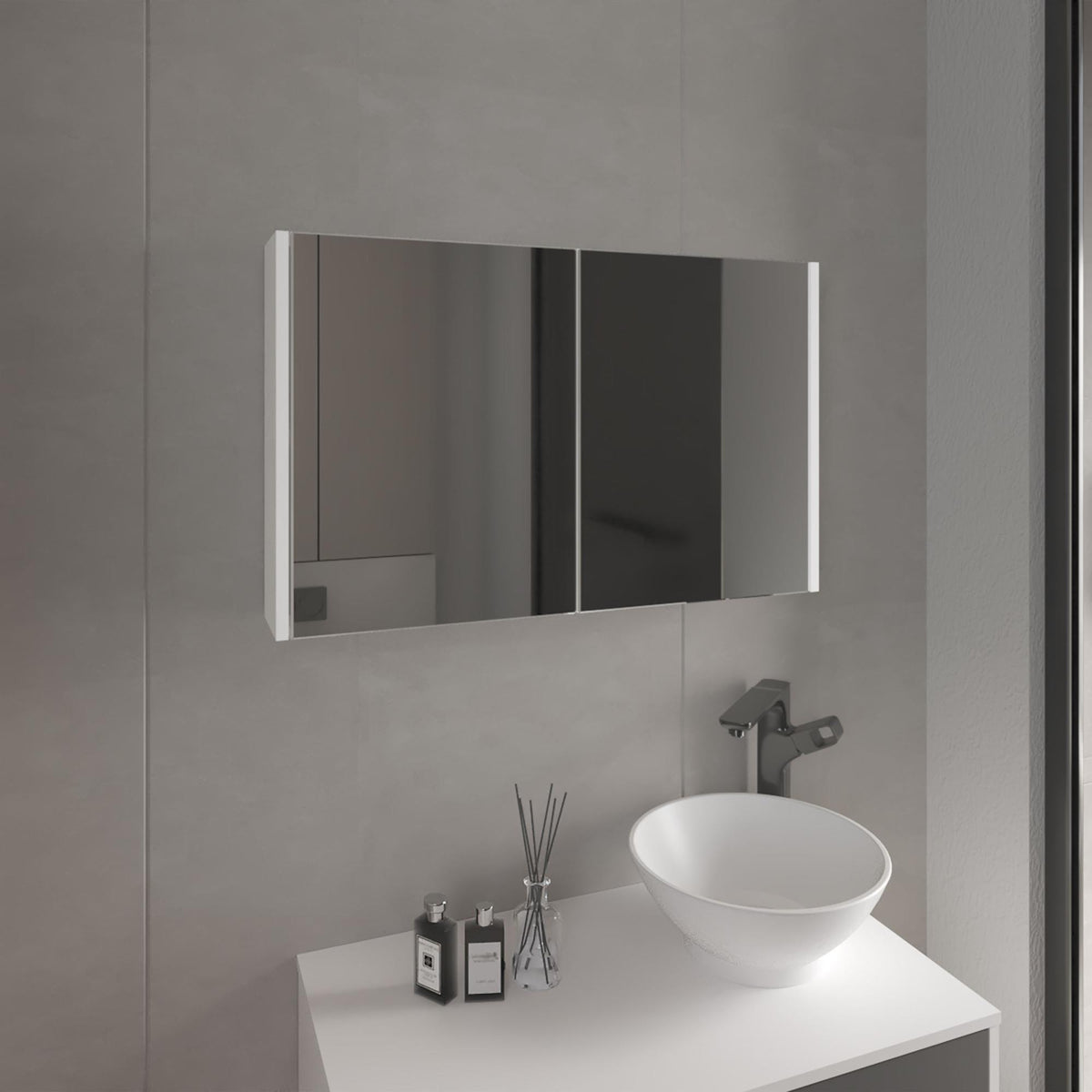Aphrodite 19.7" H x 31.5" W Double Door Mirror Medicine Cabinet, Three interior Shelves for Bathroom, Kitchen White