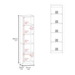 Home Slim Design Bookcase With 5-Tier Shelves, Natural Oak