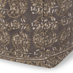 Pulsar Handcrafted Square Pouf, Taupe and Gold