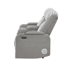 Epic Grey Power Reclining loveseat with Power Headrest, LED and Bluetooth Speaker