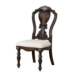 Traditional Style 2pc Side Chair Ornate Corbels Dark Brown Finish Dining Room