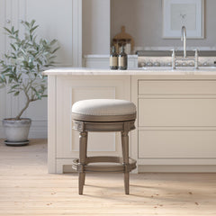26"H Counter-Height Backless Swivel Bar Stool, Weathered Gray, 1PC