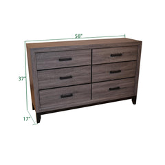 Odyssey Contemporary Style 6-Drawer Dresser Made with Wood in Gray