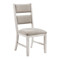 Modern Farmhouse Dining Side Chairs Set of 2 Antique White Finish Upholstered Seat Back Wooden Furniture