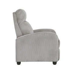 Hecuba Manual Push Back Reclining Chair with Light Gray Ribbed Corduroy