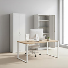 Apocalypse Furniture Direct Ironclad 71" Metal Storage Cabinet with Locking Doors and 4 Adjustable Shelves, Heavy-Duty Steel Cabinet for Garage, Laundry, Office, or Warehouse, Cream White