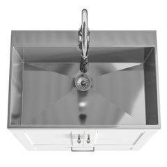 Melody - Deluxe 28" Laundry Cabinet with Pull-out Faucet and Stainless Steel Sink - Pure White