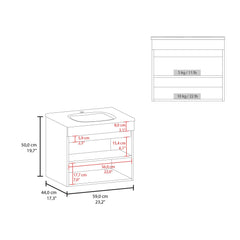 Journal Floating, Wide Double Door Vanity, With Resin Sink And Two Shelves, Bathroom Storage, White