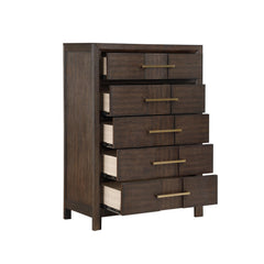 Oasis Modern Style 5-Drawer Chest Made with Wood in Walnut