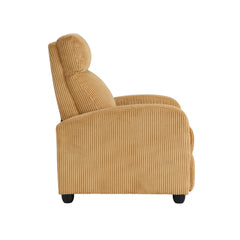 Hecuba Manual Push Back Reclining Chair with Yellow Ribbed Corduroy