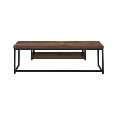 Museum Weathered Oak & Black Metal Finish TV Stand