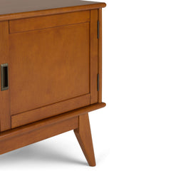 Galaxy 60 inch Wide Solid Wood Mid Century Low TV Stand in Teak Brown For TVs up to 65 inches