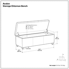 Neptune Storage Ottoman Bench